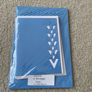 Set of 10 Cards & Envelopes 3 Blue Weave Blank Make Your Own New in Package